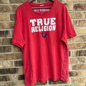 True Religion Bold Red Tee with White Logo